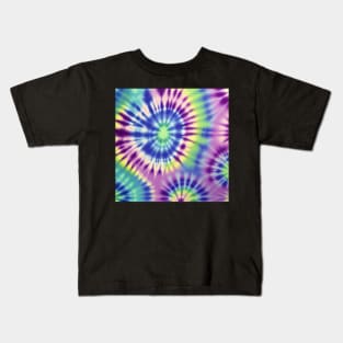 AI tie dye, purple and blue Kids T-Shirt